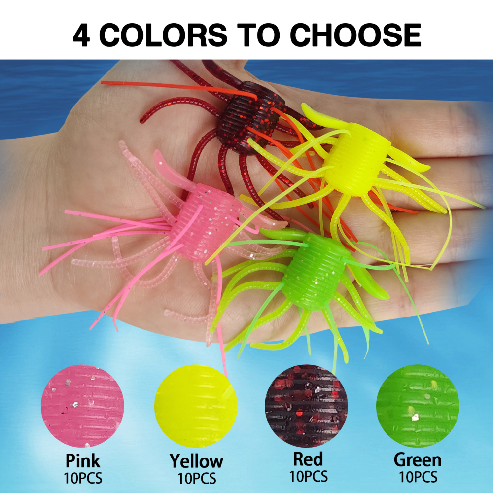 Eupheng Silicone Soft Dice Fishing Lures with Multiple Tentacles, Handmade Slow Sink Bass Fishing Soft Plastic Baits for Drop Shot, Finesse, Wacky Rig