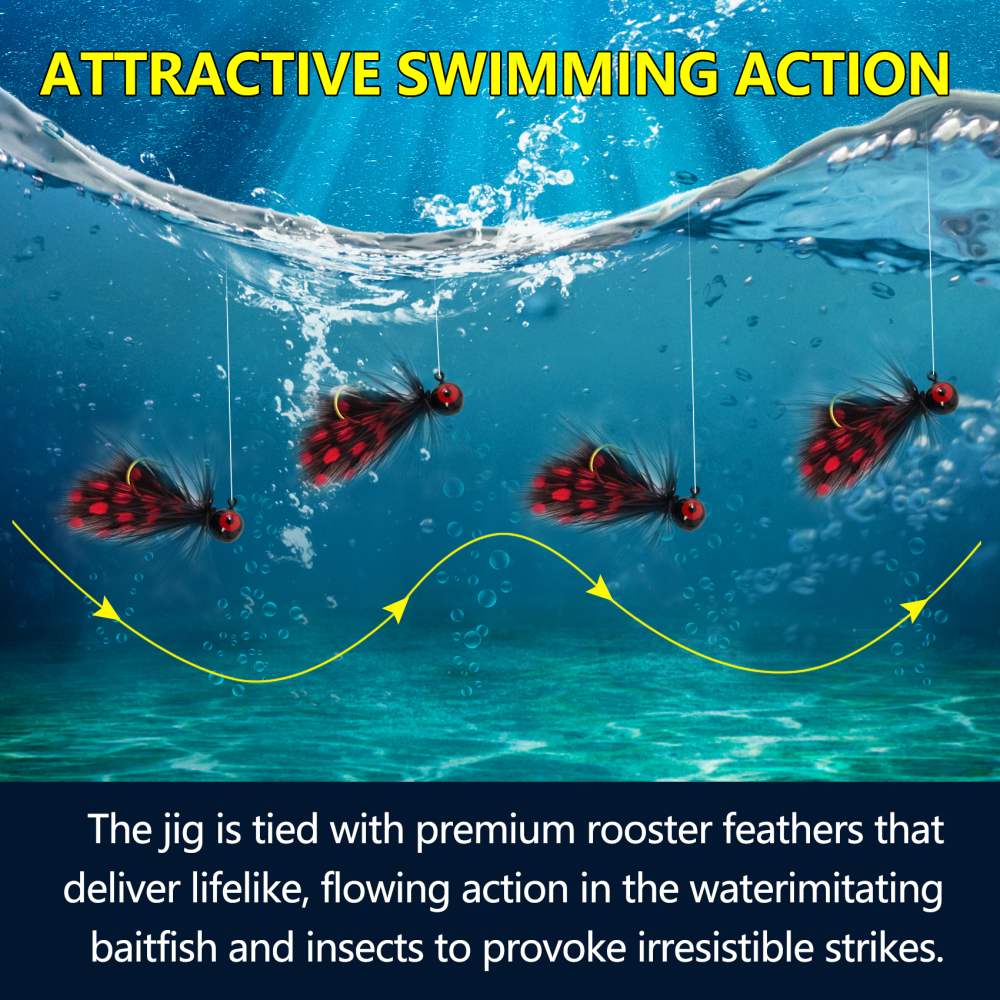 Eupheng 12PCS/20PCS Hand-Tied Feather Hair Jigs, 1/16oz 1/32oz 1/8oz Marabou Jigs for Trout, Crappie, Walleye, Panfish, Sunfish, Bluegill