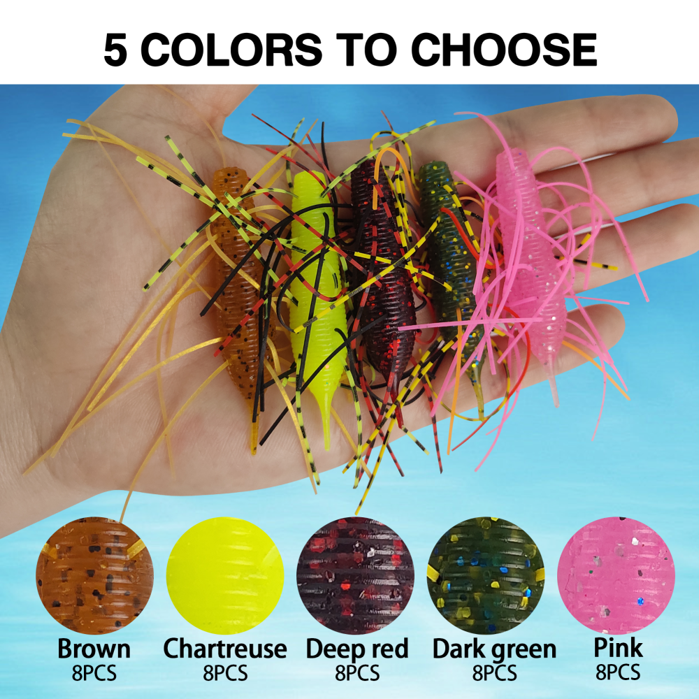 Eupheng Silicone Soft Dice Fishing Lures with Multiple Tentacles, Handmade Slow Sink Bass Fishing Soft Plastic Baits for Drop Shot, Finesse, Wacky Rig