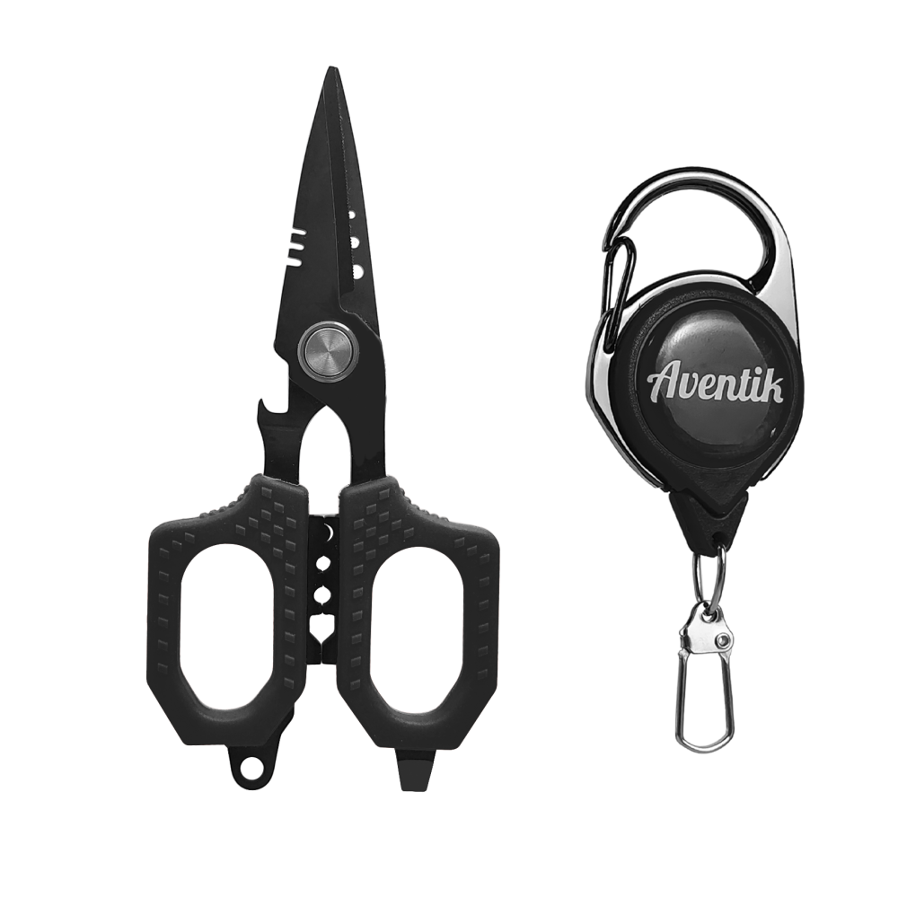Eupheng 4.7" Pro Fishing Scissors for Braided Line Mono Fluorocarbon with Zinger Retractor Clip Dual Serrated Titanium Coating Blades for Non-Slip Grip Multifunction Fishing Shears with Bottle Opener