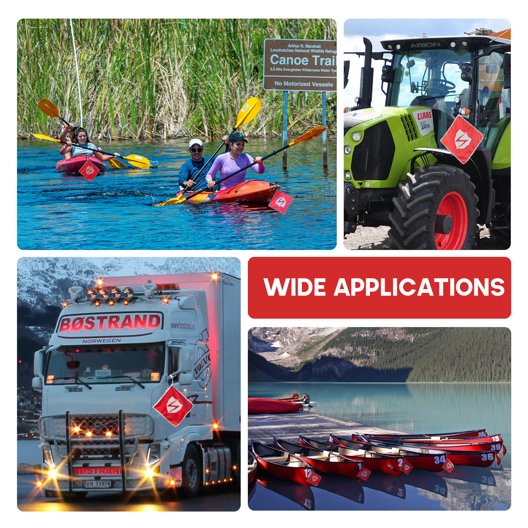 2PCS 11.5x11.5inch Kayak Safety Flags, High Visibility Reflective Warning Flag with Reflective Reinforced Edges, 600D Oxford for Kayak Canoe Truck Trailer Towing