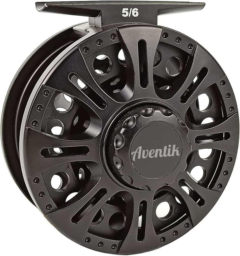 (Christmas Gifts) Aventik HVCE Graphite Fly Reel Center Drag System Classic III Graphite Large Arbor 5/6 Fly Fishing Reels