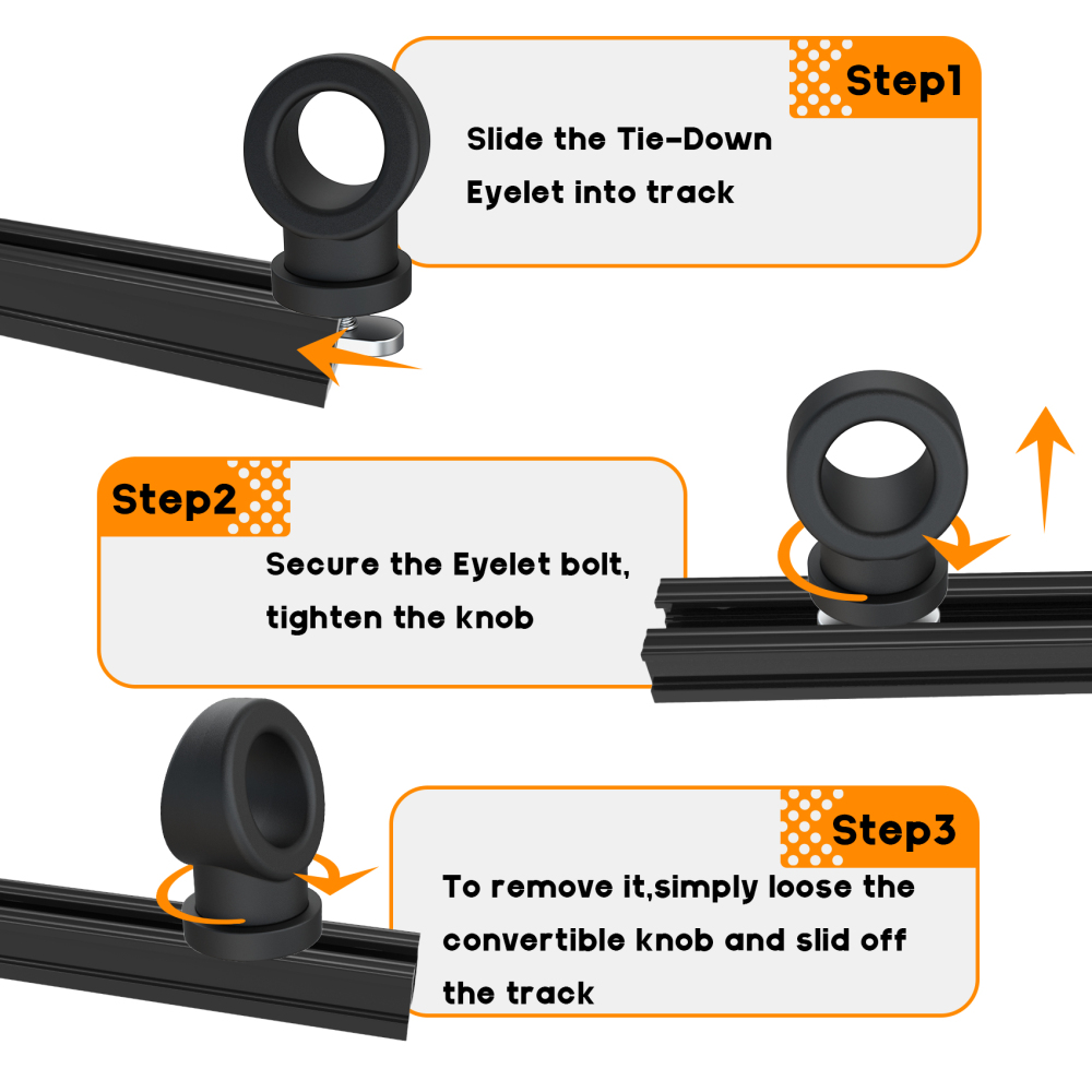 6 Pack Reinforced Nylon Kayak Track Mount Tie Down Eyelet with T-Bolt, Hold Bungee Cord Ropes Up to 0.6", Anchoring Points Scratch-Proof & Saltwater-Resistant