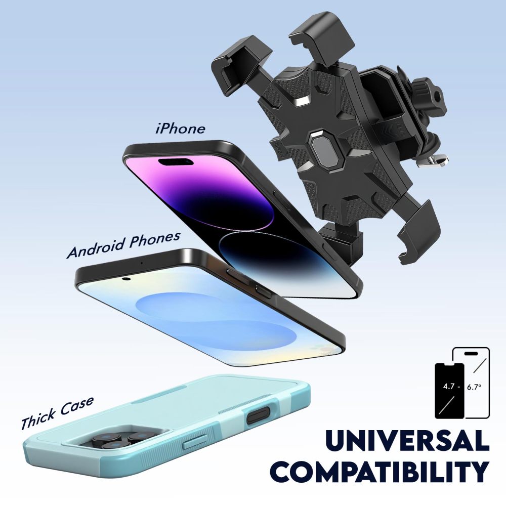 Kayak Phone Holder Mount Quick Install Auto Lock, 360°Adjustable Kayak Phone Holder Compatible with 4.7-7 Inch Phones Kayak Rail Accessories