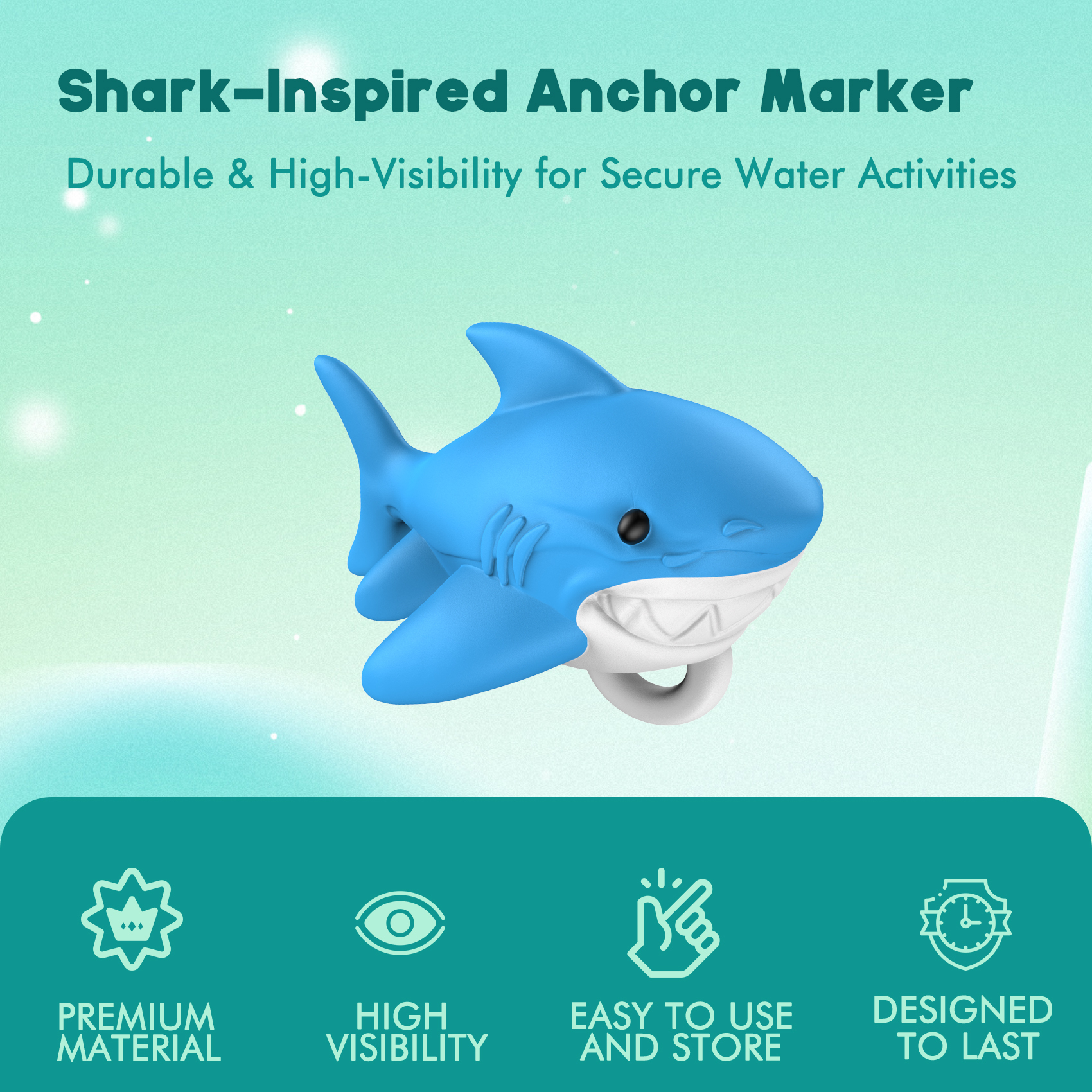 Shark-Shaped Floating Anchor Marker Buoy High-Visibility & Durable PVC Anchor Float for Kayaks, Boats & Jet Skis – Lightweight & Easy to Use Prevents Anchor Accidents in Shallow Water
