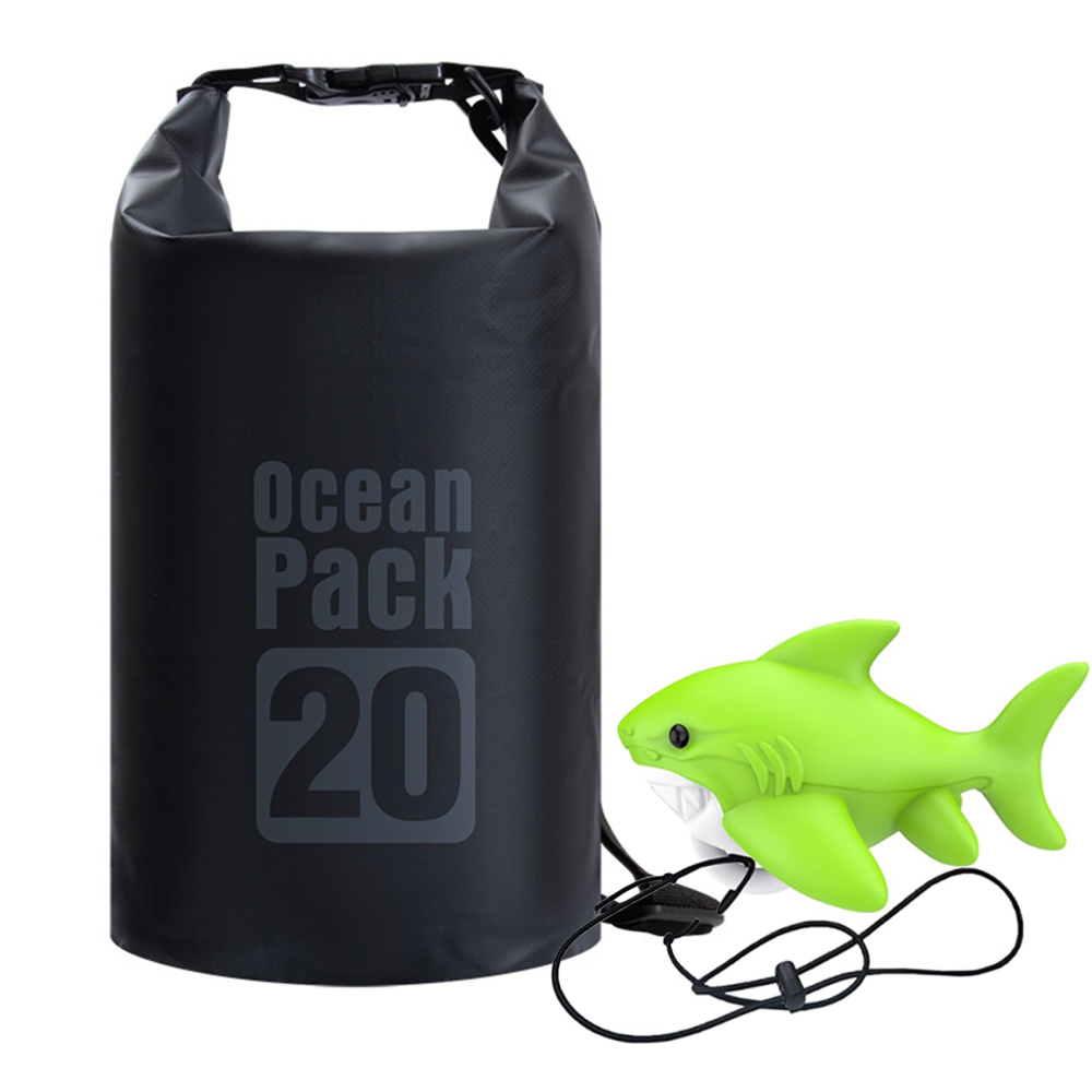 Shark-Shaped Anchor Buoy with 20L Waterproof Dry Bag Kayak Anchor Marker Float Set High Visibility Heavy-Duty Roll Top Dry Sack for Gear Protection for Kayaking Boating Jet Ski Paddle Board