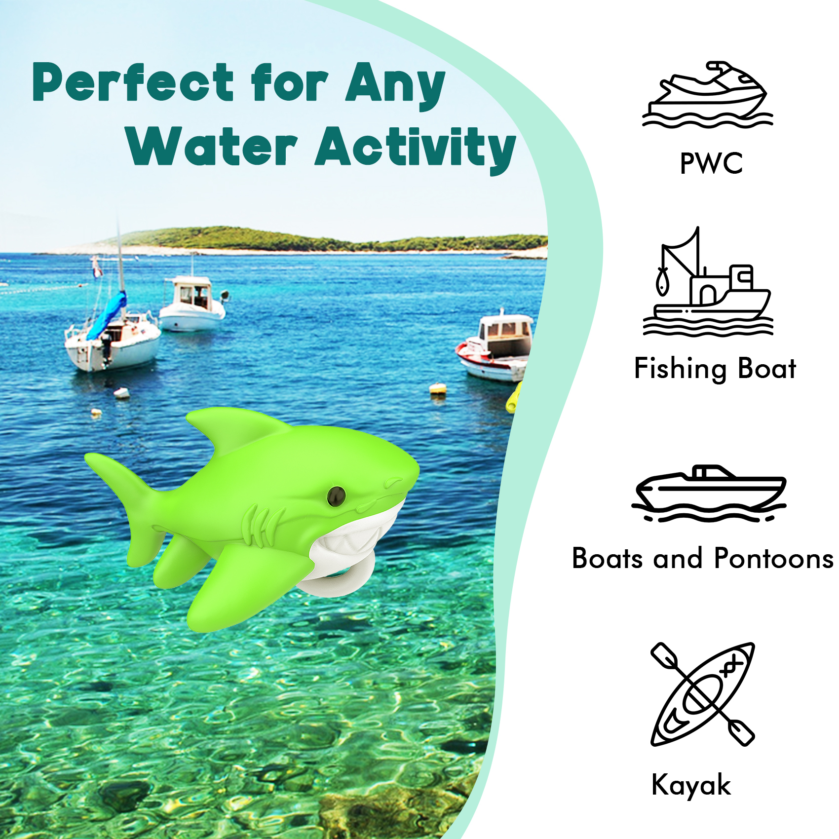 Shark-Shaped Anchor Buoy with 20L Waterproof Dry Bag Kayak Anchor Marker Float Set High Visibility Heavy-Duty Roll Top Dry Sack for Gear Protection for Kayaking Boating Jet Ski Paddle Board