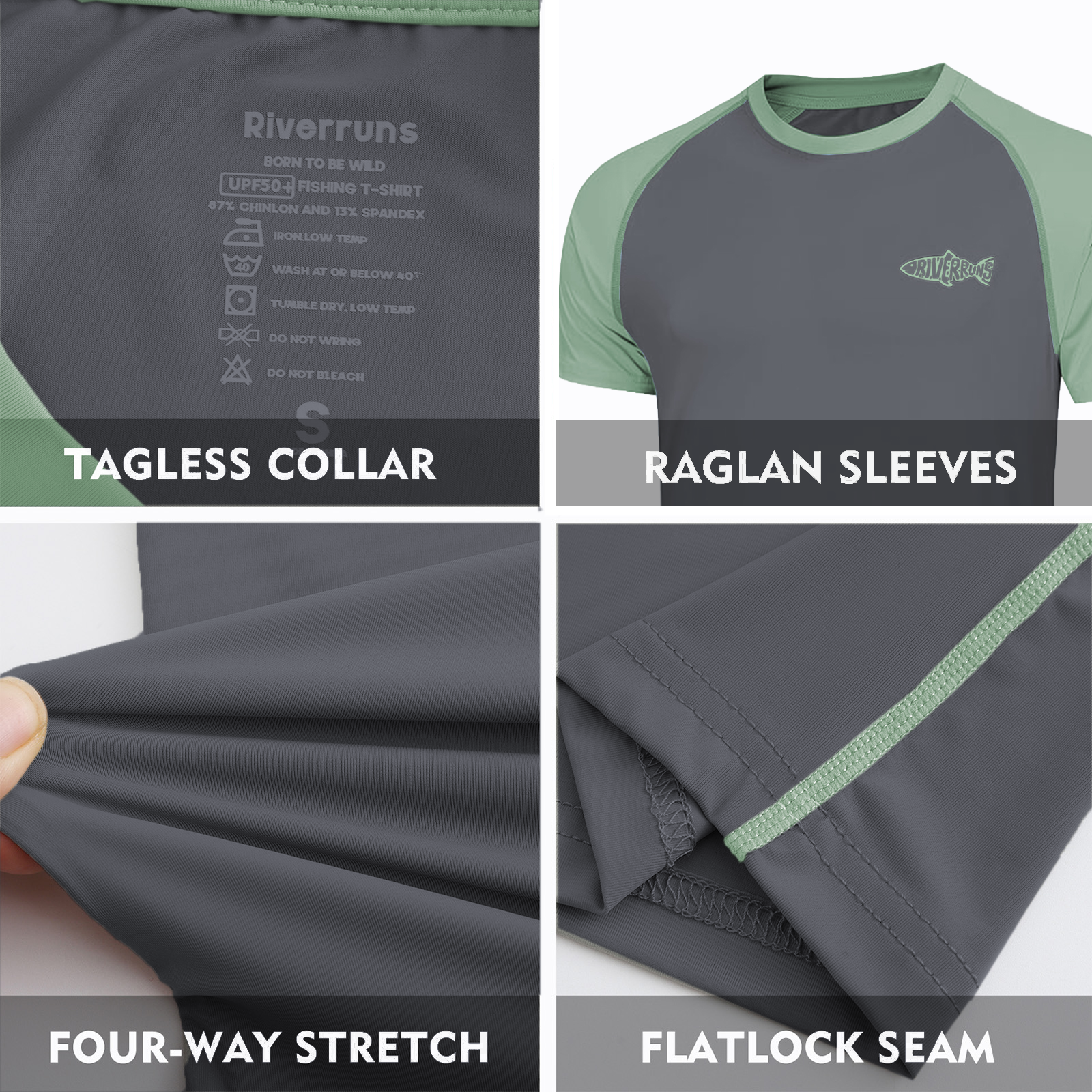 Riverruns UPF 50+ Sun Protection Rash Guard T Shirt Ice-Cool Quick Dry Swim Shirt Fishing Shirt Sports Shirt