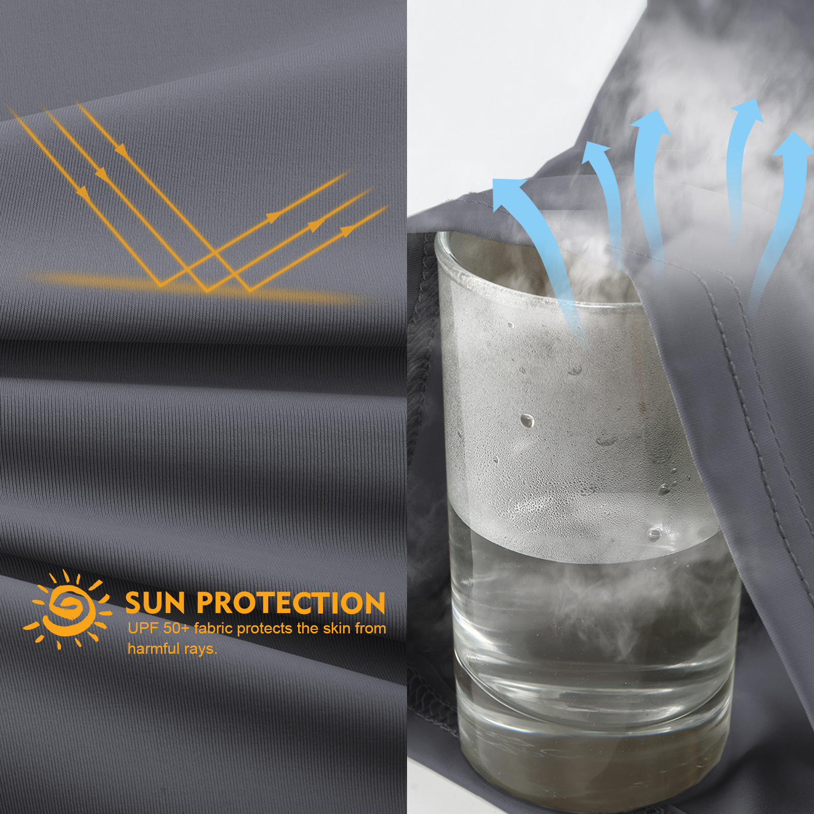 Riverruns UPF 50+ Sun Protection Rash Guard T Shirt Ice-Cool Quick Dry Swim Shirt Fishing Shirt Sports Shirt