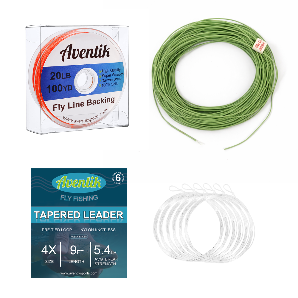 Aventik Fly Fishing Line Combo Kit, Weight Forward Floating Line with Two Welded Loops, Backing Line, Tapered Leader