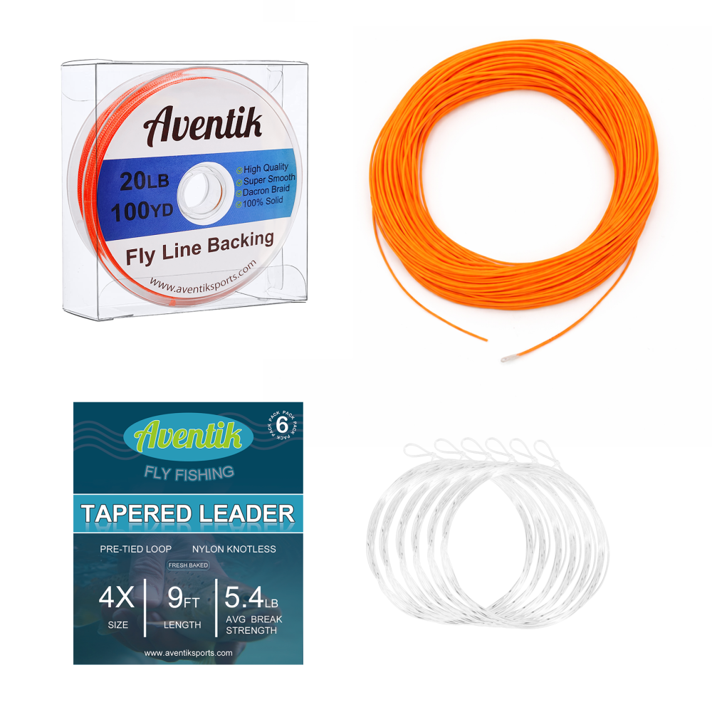 Aventik Fly Fishing Line Combo Kit, Weight Forward Floating Line with Two Welded Loops, Backing Line, Tapered Leader