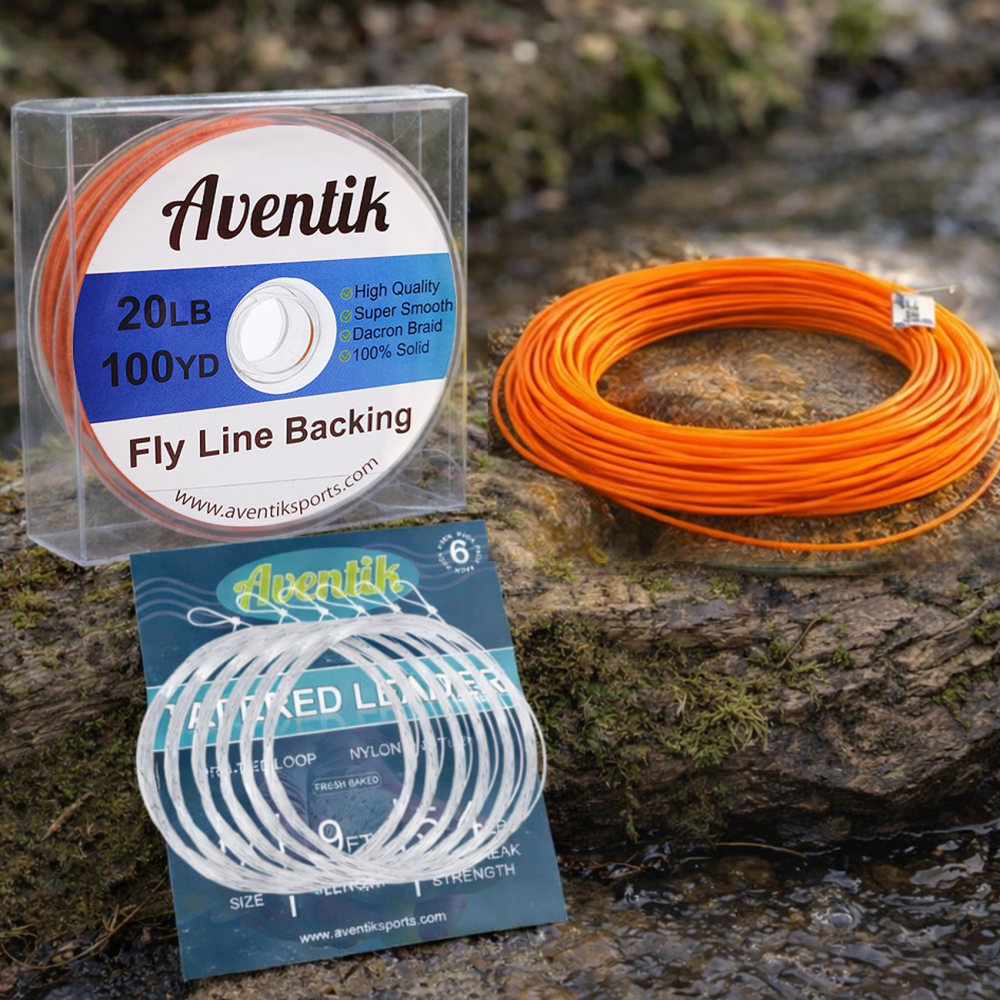 Aventik Fly Fishing Line Combo Kit, Weight Forward Floating Line with Two Welded Loops, Backing Line, Tapered Leader