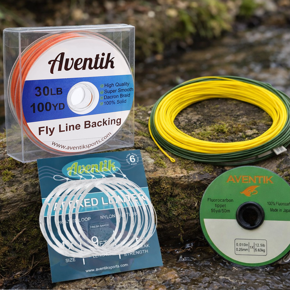 Aventik Fly Fishing Line Combo Kit, Switch Line with 55 ft head, Backing Line, Tapered Leader and Tippet