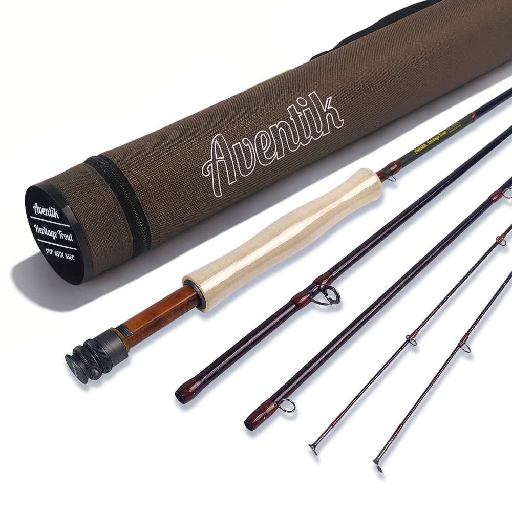 Aventik HeritageTrout Fly Fishing Rod, 8'6'' 4wt & 9'0'' 5wt 6wt, 4/5-Pcs 2-in-1 Versatile Travel Fly Rod, High Carbon Fiber Fast Action for Small Creeks & Rivers