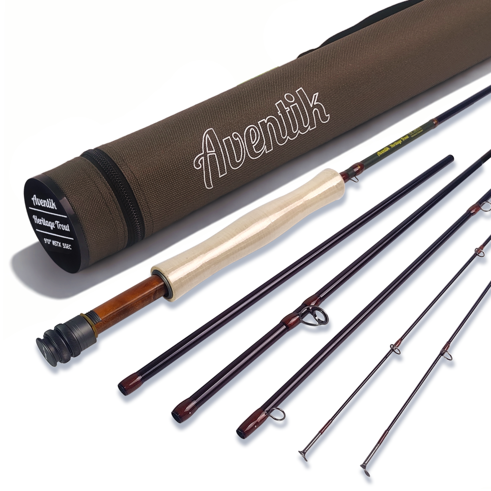 Aventik HeritageTrout Fly Fishing Rod, 8'6'' 4wt & 9'0'' 5wt 6wt, 4/5-Pcs 2-in-1 Versatile Travel Fly Rod, High Carbon Fiber Fast Action for Small Creeks & Rivers