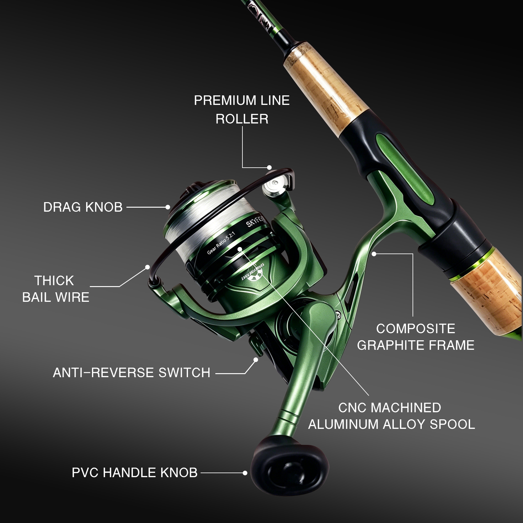 Aventik Windshadow Ultralight Spinning Rod, Rod Reel Combo, 2-Piece Carbon Fiber Rod for Panfish Trout Crappie, 6'0" / 6'6"