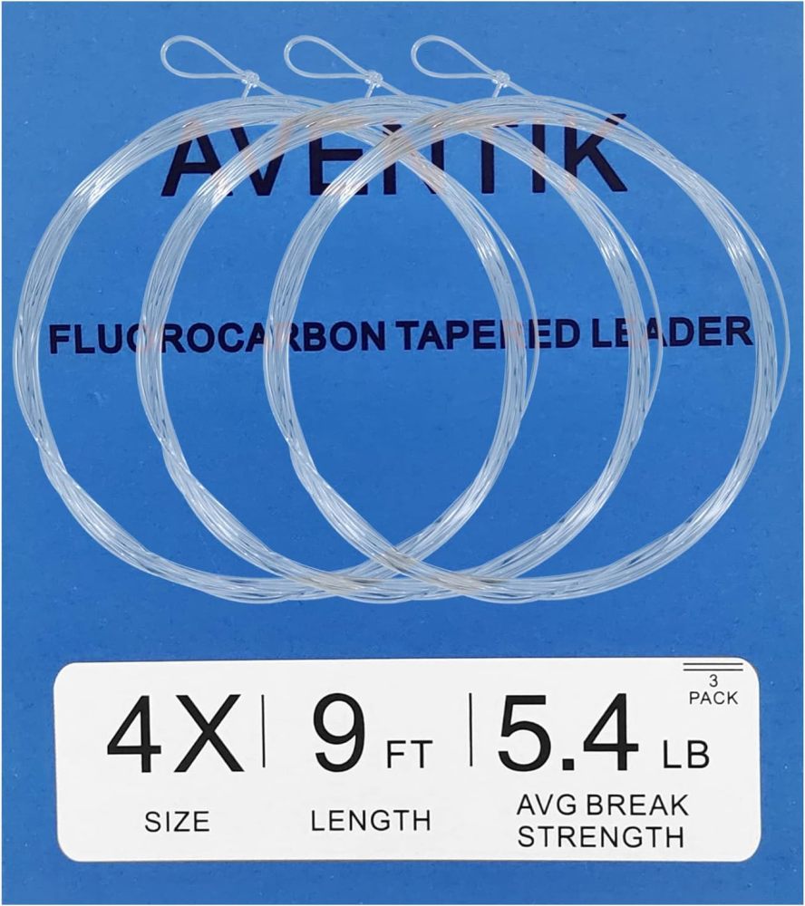 Aventik Premium Fluorocarbon Tapered Leader Freshwater/Saltwater 9ft Fly Fishing Leaders Pro Looped X0 to X7(3 Pack)
