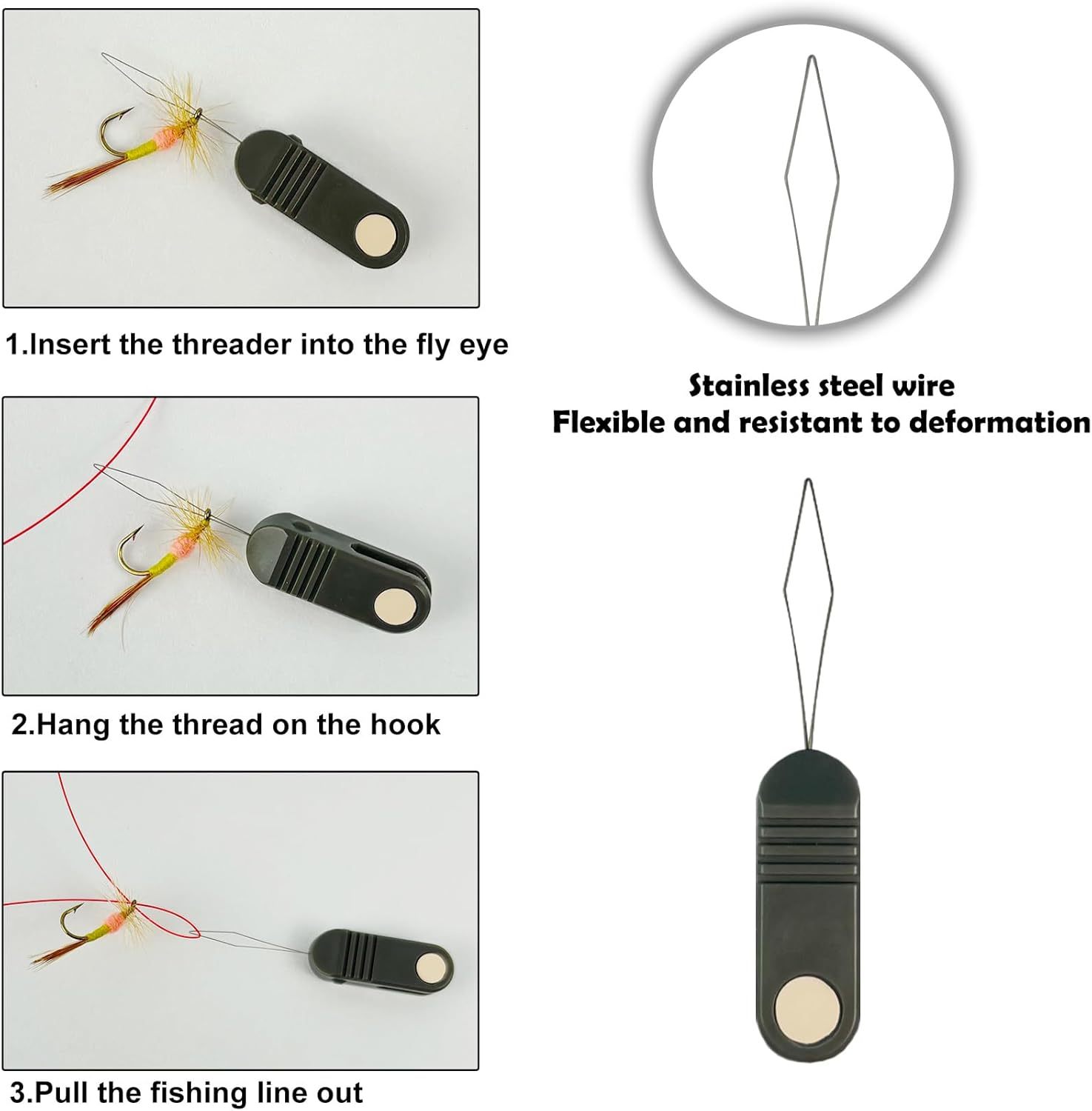 AVENTIK&EUPHENG 5 in 1 Fly Fishing Nipper 2pcs Tippet Cutter Multifunctional line Clipper with Hook Threader,Hook Sharpener,Hook Eye Cleaner for Fly Fishing