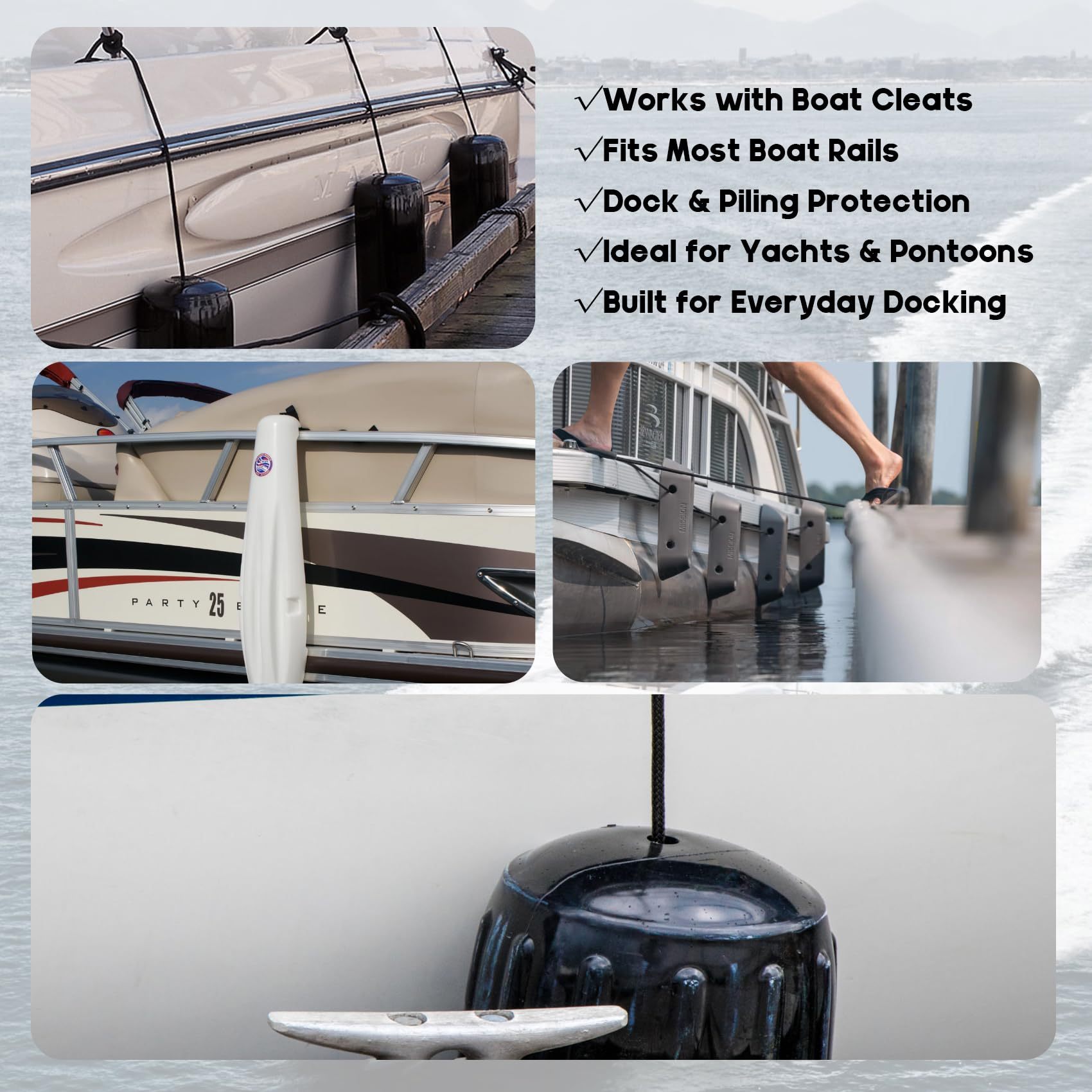 oat Fender Clips Quick Release Adjustable Boat Fender Hanger for Rails and Cleats, Boat Bumper Holder Adjuster for Pontoon and Dock Protection