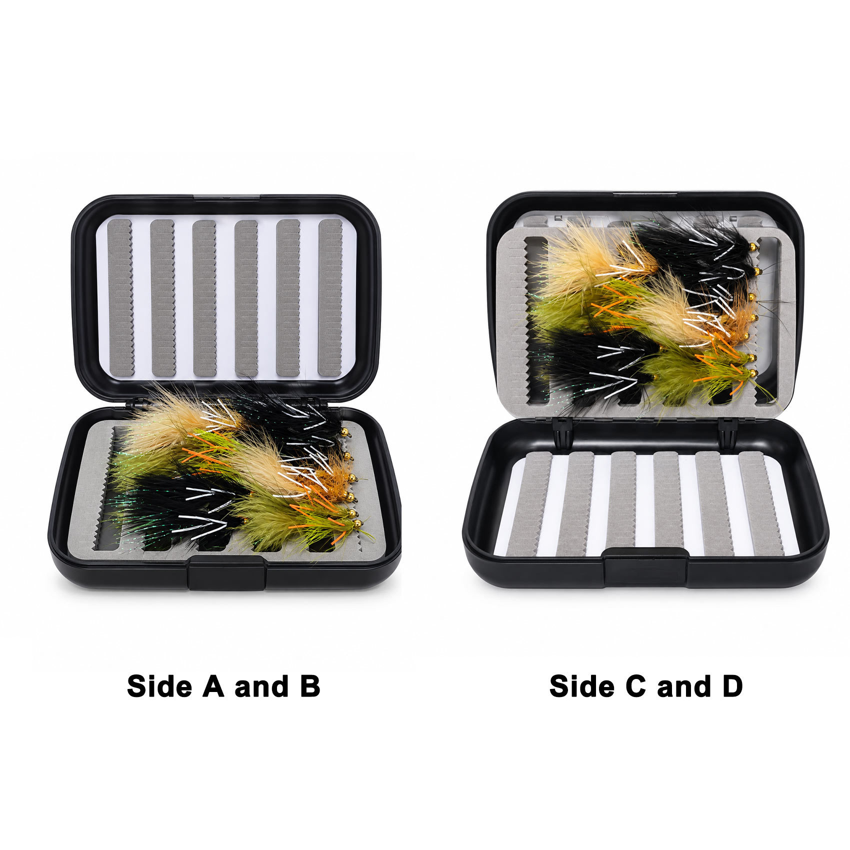 Aventik Woolly Bugger Flies Set, 24PCS Black Olive Yellow Fly Fishing Flies for Trout Bass Salmon Steelhead Fishing