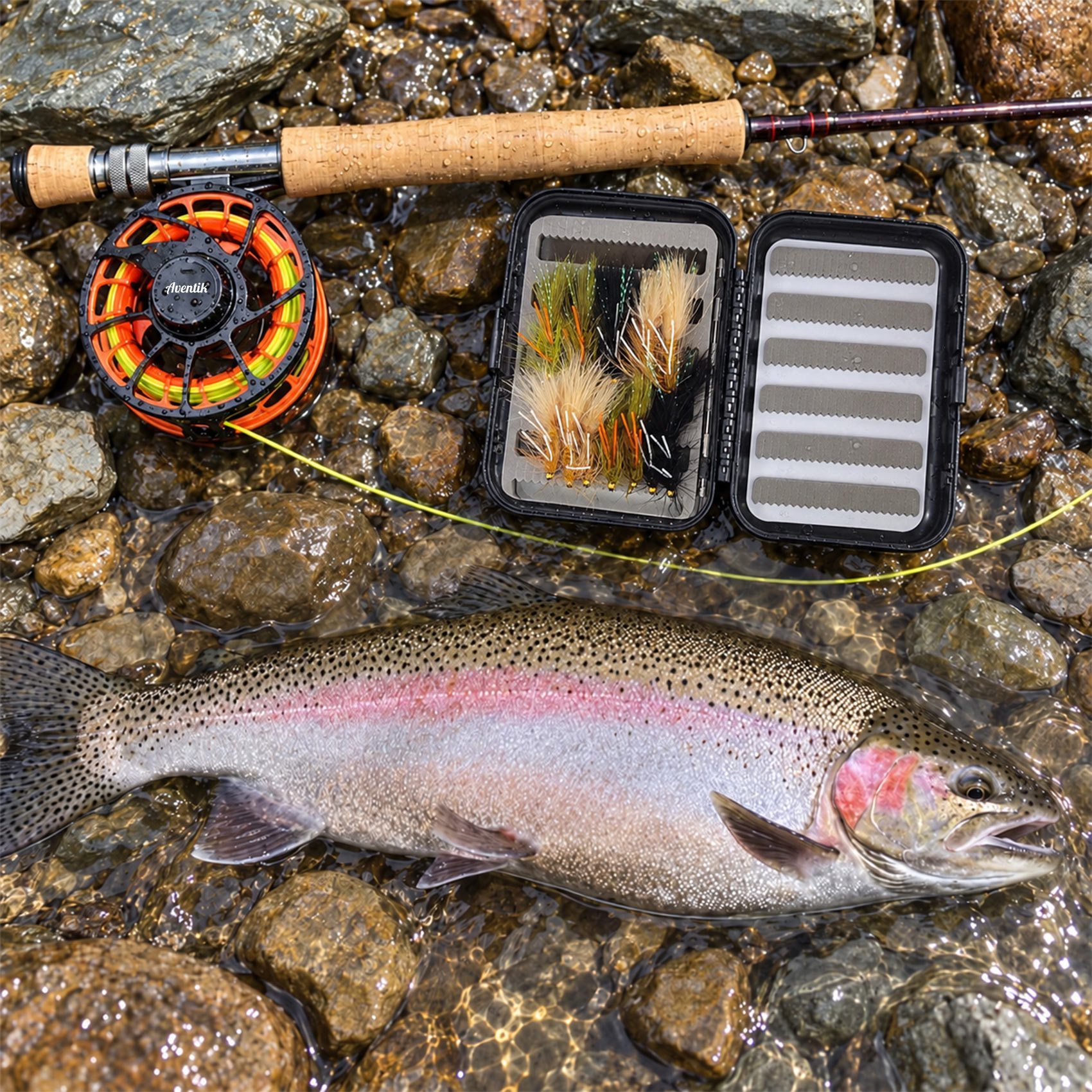 Aventik Woolly Bugger Flies Set, 24PCS Black Olive Yellow Fly Fishing Flies for Trout Bass Salmon Steelhead Fishing
