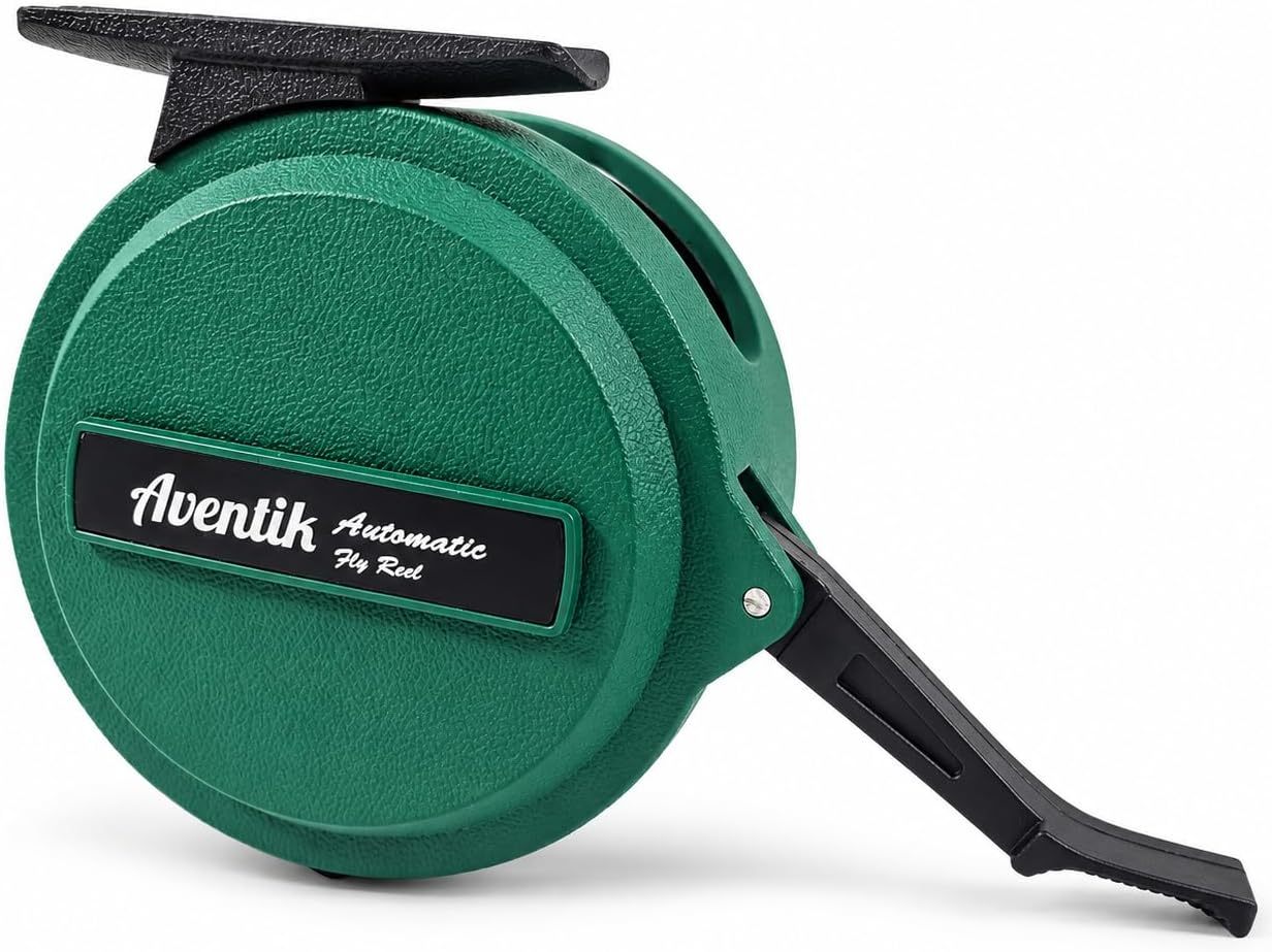 Aventik Semi-Automatic Fly Fishing Reel, Lightweight graphite, Ideal for nymph fishing and freshwater trout
