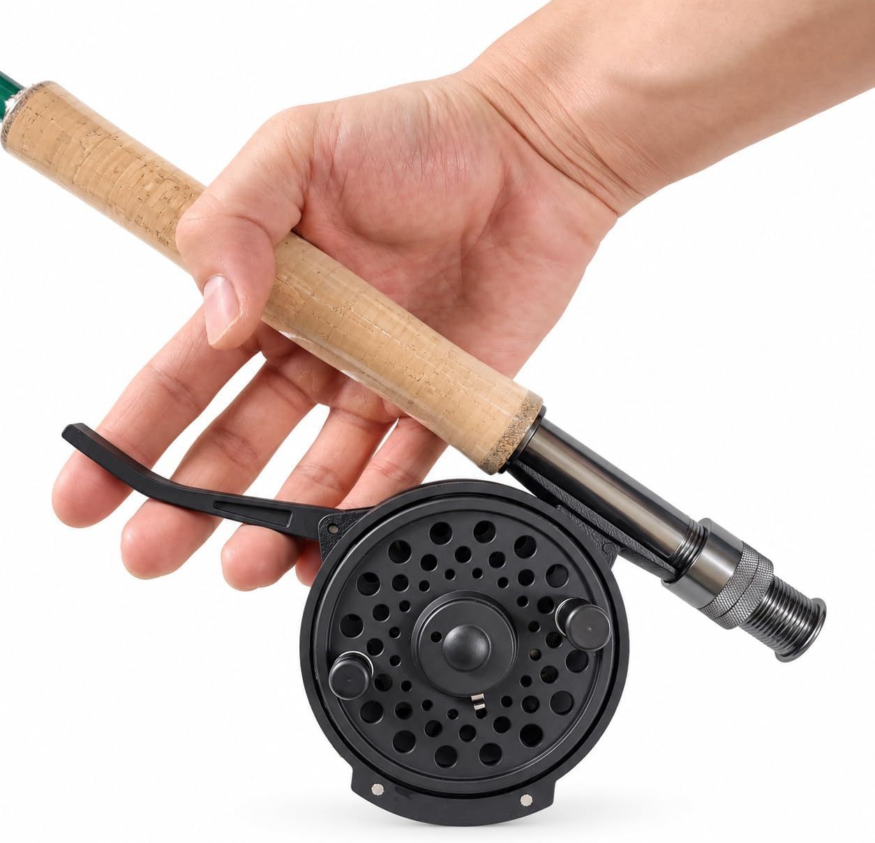 Aventik Semi-Automatic Fly Fishing Reel, Lightweight graphite, Ideal for nymph fishing and freshwater trout