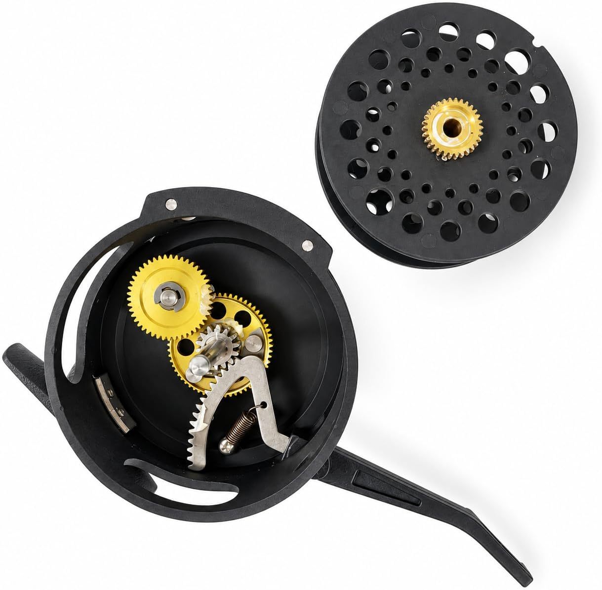 Aventik Semi-Automatic Fly Fishing Reel, Lightweight graphite, Ideal for nymph fishing and freshwater trout