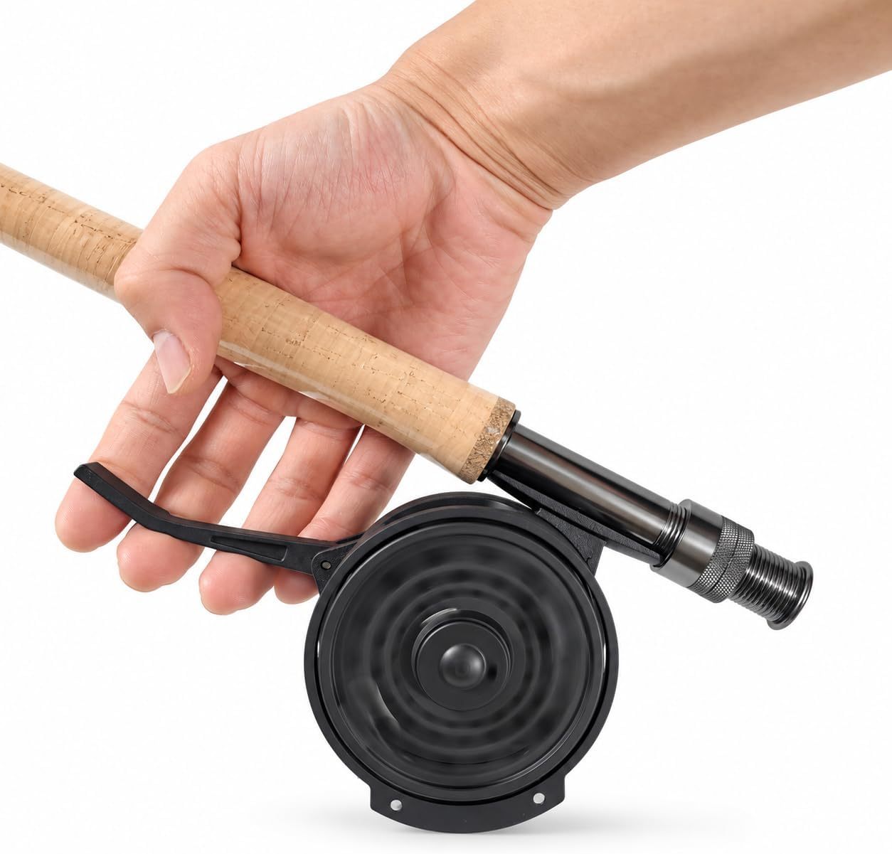 Aventik Semi-Automatic Fly Fishing Reel, Lightweight graphite, Ideal for nymph fishing and freshwater trout