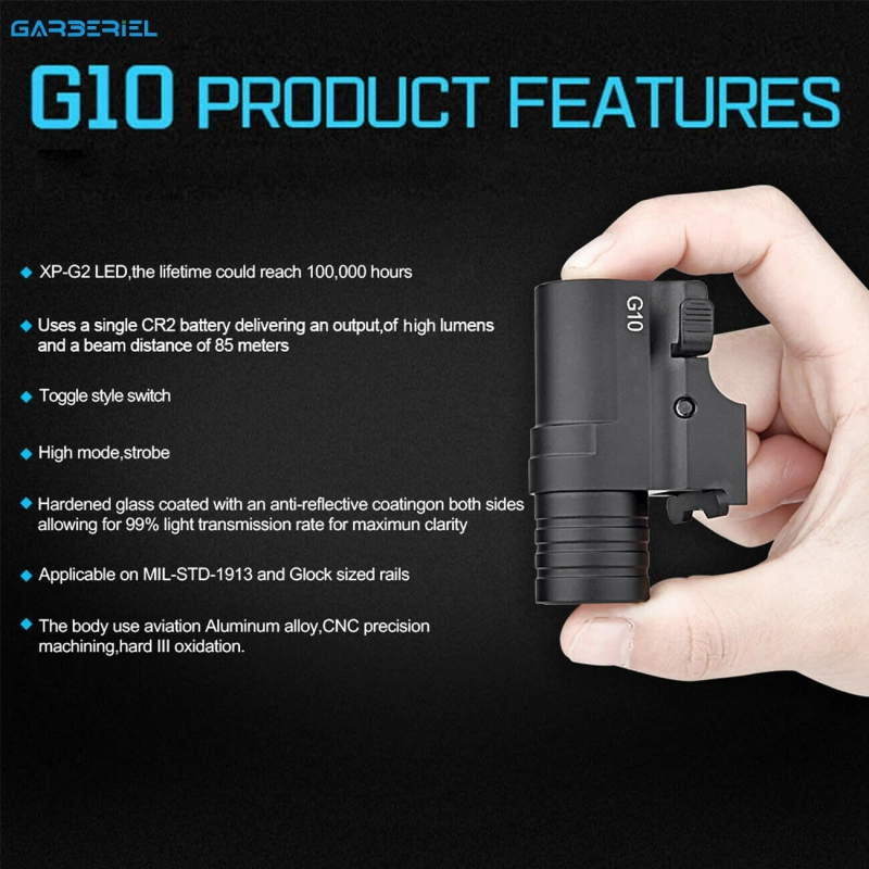 G10  230 Lumens Light Fits for 1913 Rails and Glock Rails, GR2 Battery Included