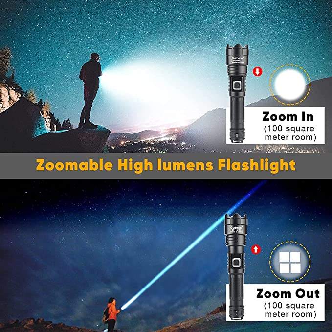 XHP70 LED High Lumens Flashlight  with 18650 Battery Rechargeable