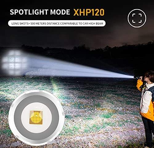 XHP120 LED High Lumens Flashlight 5 Modes with Battery Rechargeable
