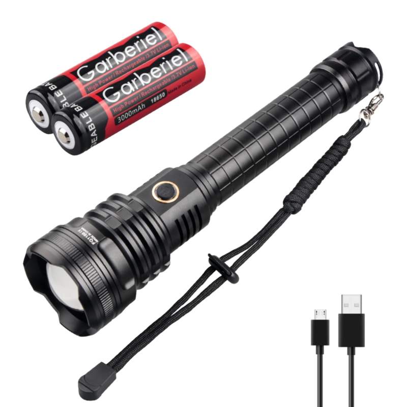 Garberiel XHP90 LED 8000 High Lumens Flashlight with Zoomable Waterproof