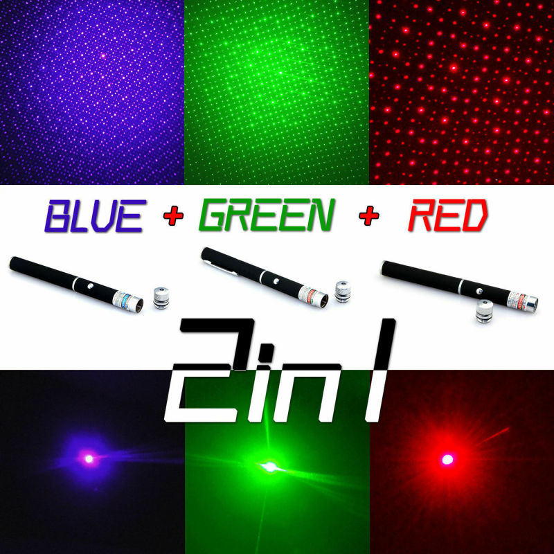 3 Color 1mw Red/Green/Blue Laser Pointer Pen Visible Light Teaching Pen