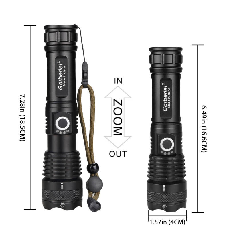 2 Set XHP50 LED 3500 Lumens Flashlight with IPX65 Water Resistant Level