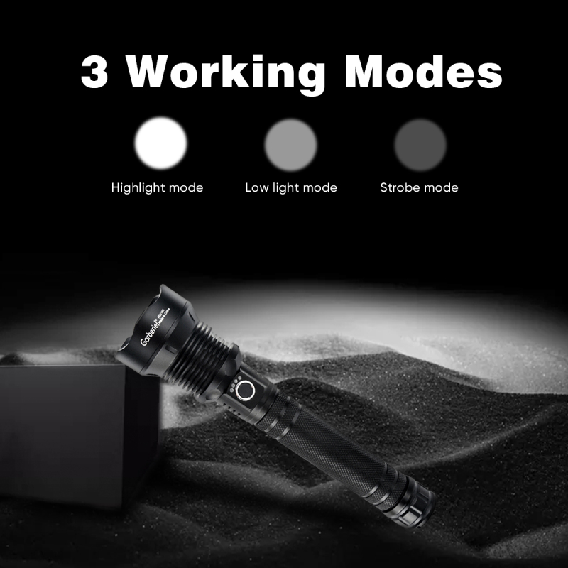USB Rechargeable XHP70 LED Flashlight 3 Modes