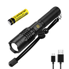 XHP50 LED Zoomable Flashlight Waterproof with 3 Modes and Battery Rechargeable