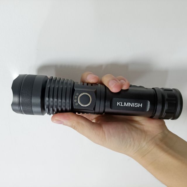 KLMNISH LED XHP50 Flashlight 9000 Lumens Zoomable Rechargeable Torch Light for Camping Hunting