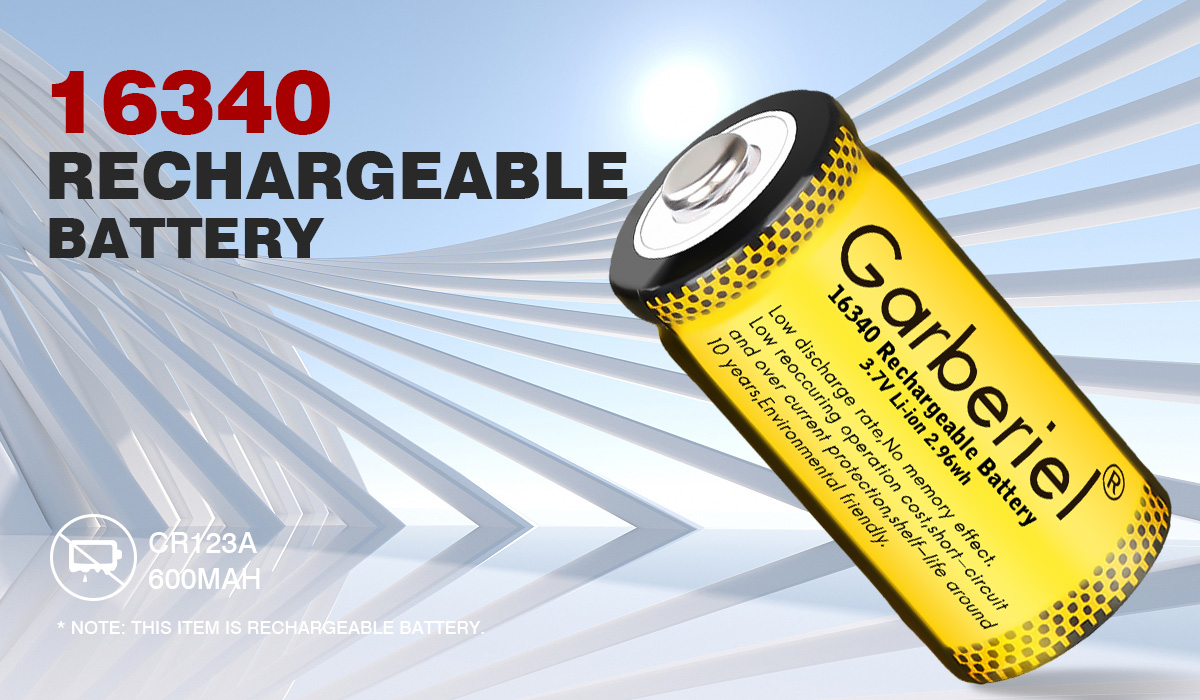 Garberiel Rechargeable 16340 CR123A Battery 3.7V 10 Pack (Yellow)
