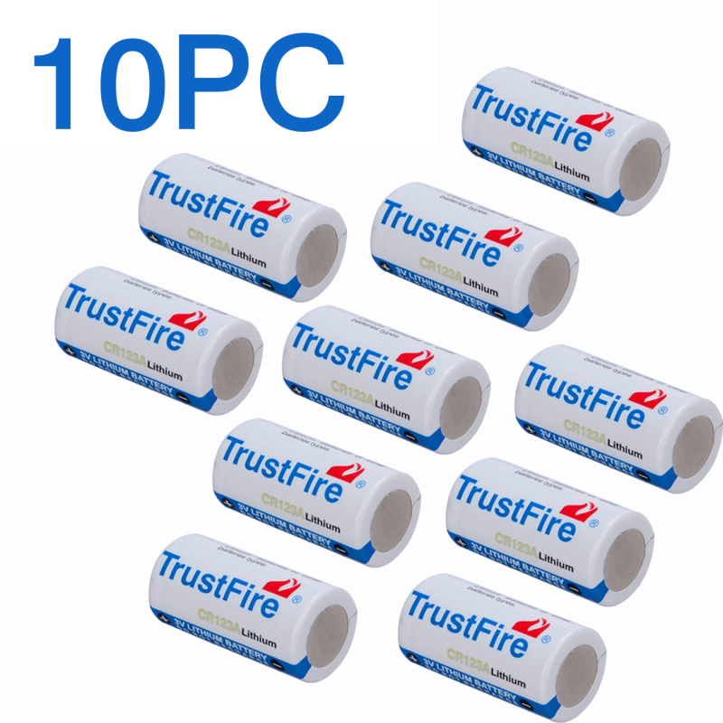 10pcs  TrustFire 3V CR123A Disposable Batteries for Gun Light, Door Bell (White)