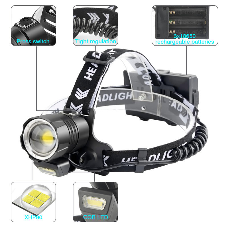Garberiel 5500 High Lumens XHP90 Rechargeable Headlamp