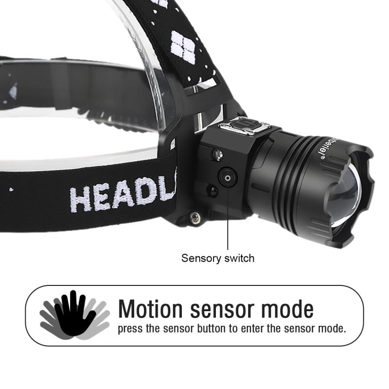 Garberiel XHP99 Inductive Headlamp with Motion Sensor USB Rechargeable IPX4