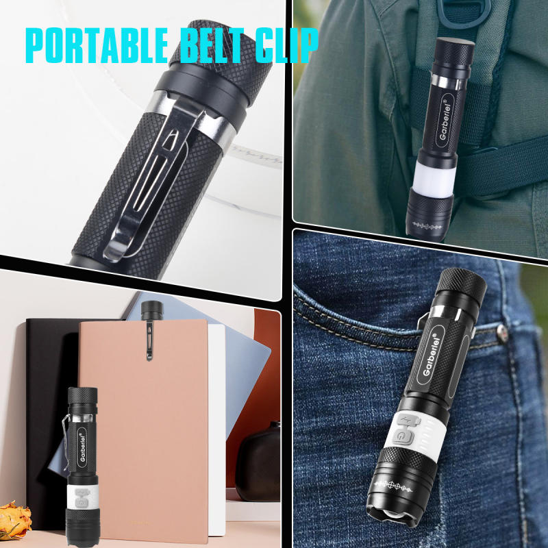 Garberiel T6 Small COB Torch Rechargeable with 18650 2000mah Battery Set