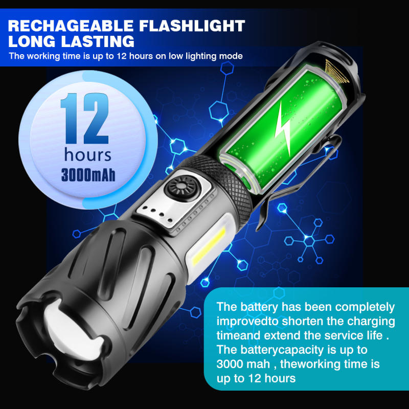 Garberiel XHP99 Magnetic Flashlight Rechargeable with COB Side Light