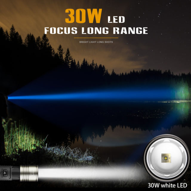 Garberiel 30Watt LED Strong Flashlight with 6561 Feet Long Range