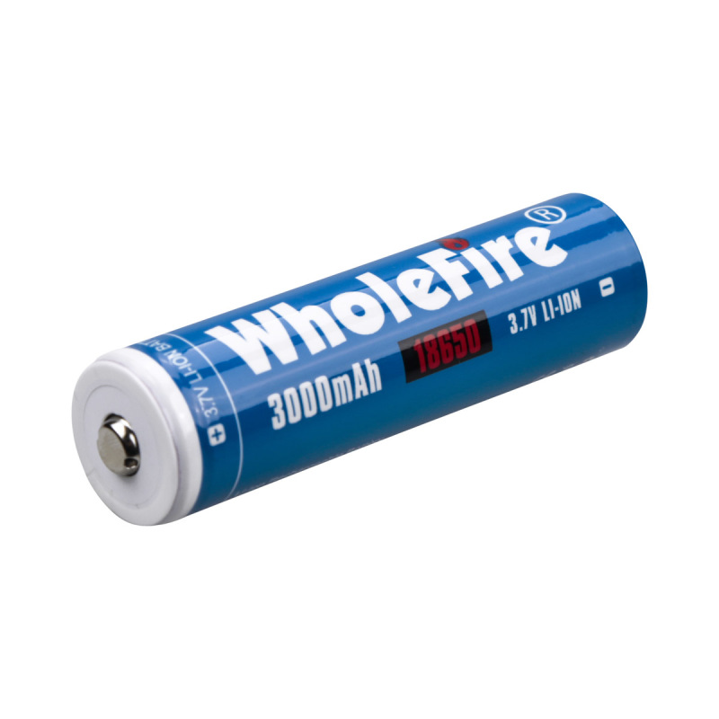 WholeFire 3.7V 3000mAh 18650 Rechargeable Lithium Battery 2PC