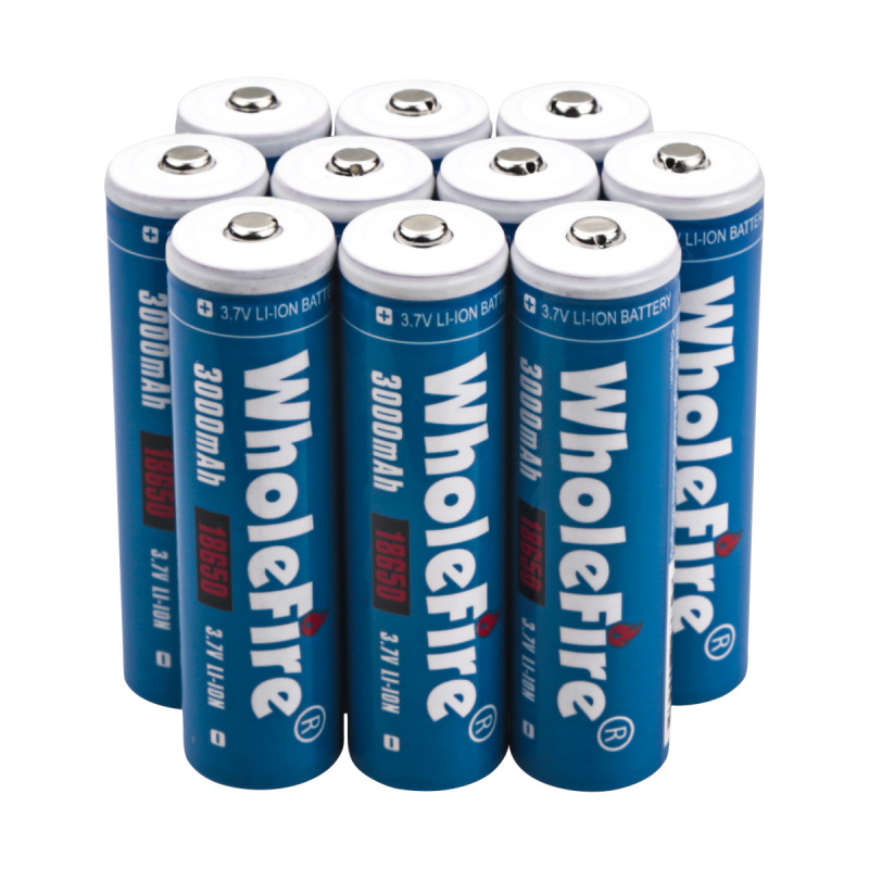 WholeFire 3.7V 3000mAh 18650 Rechargeable Lithium Battery 2PC