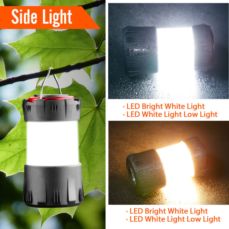Mini USB Camping Lantern Rechargeable 9 Mode Lights with 1000LM Flashlight and 2000mAH Power Bank