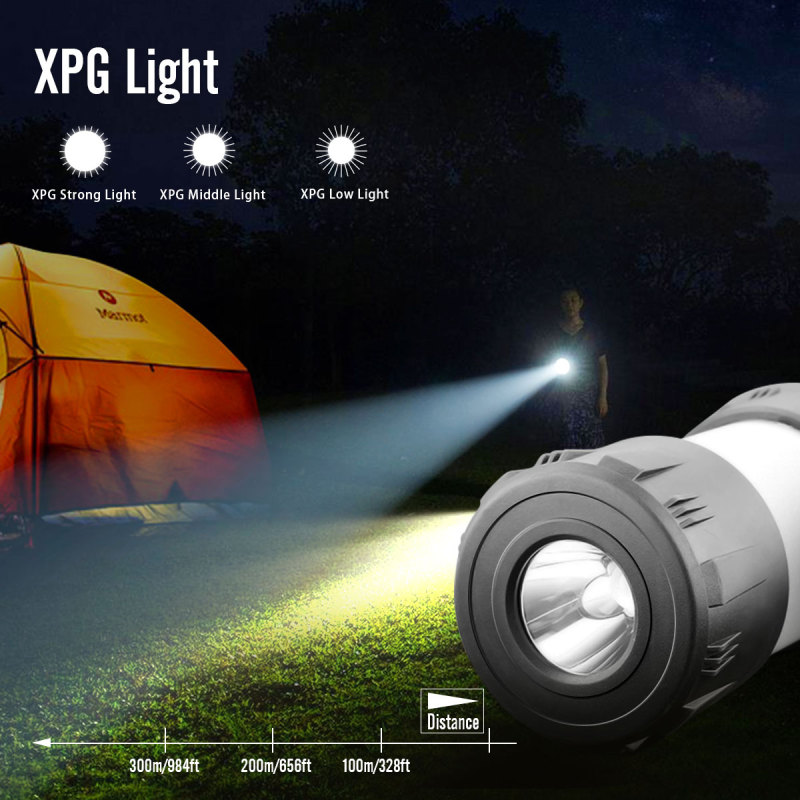 Mini USB Camping Lantern Rechargeable 9 Mode Lights with 1000LM Flashlight and 2000mAH Power Bank