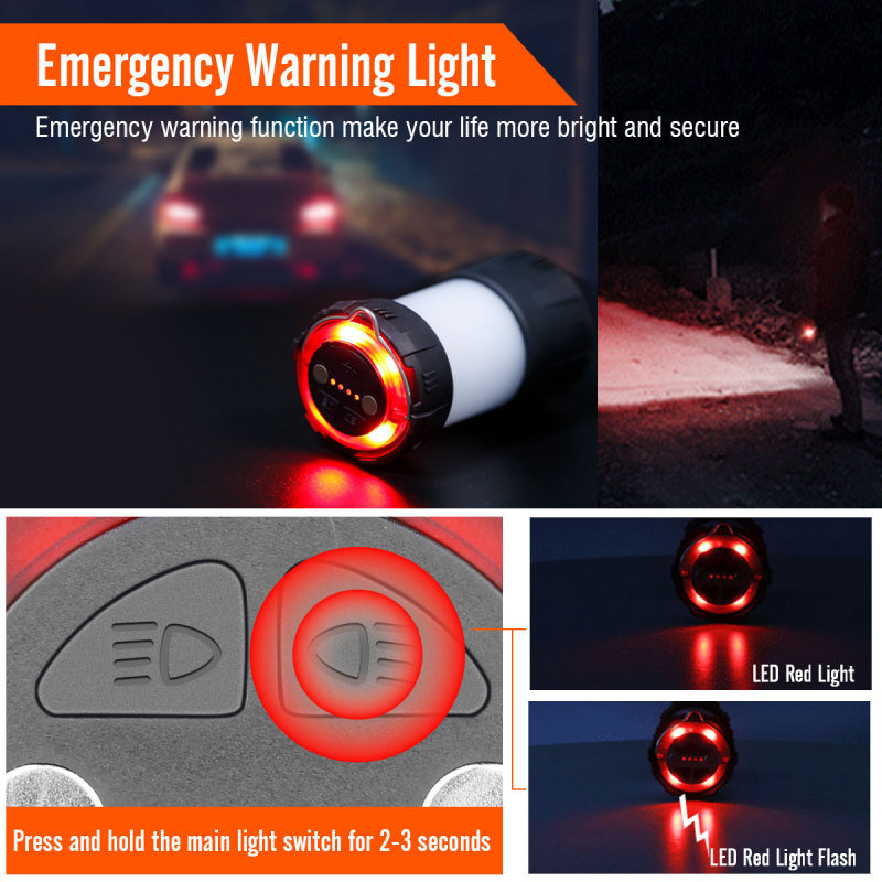 Mini USB Camping Lantern Rechargeable 9 Mode Lights with 1000LM Flashlight and 2000mAH Power Bank